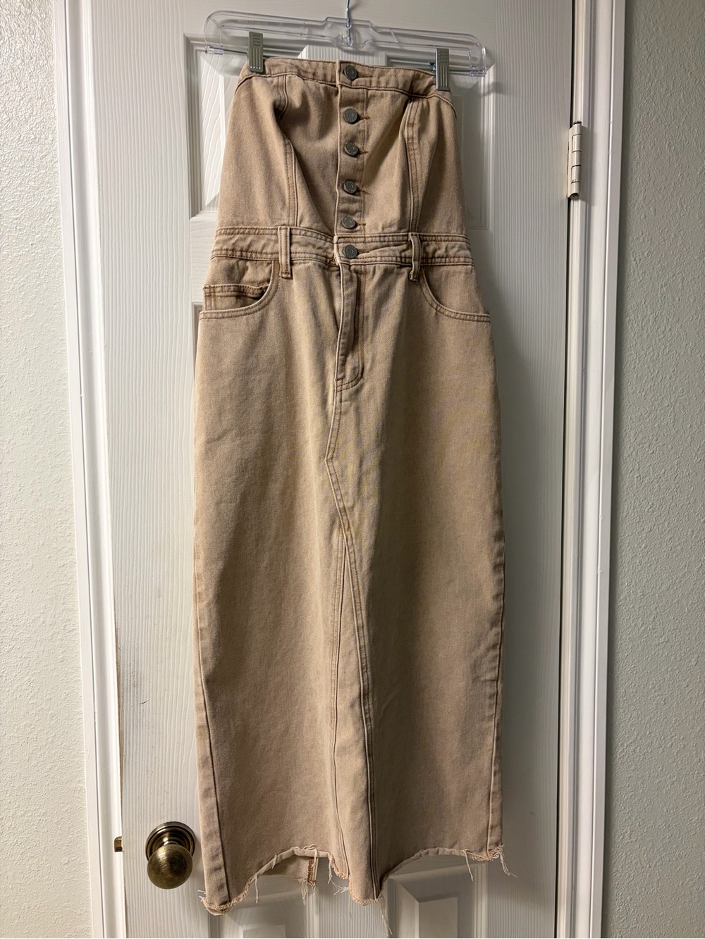 Sincerely Jules Midi Denim Dress Tan Size Small
